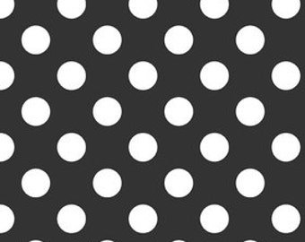 Riley Blake Medium Dot, White on Black, fabric by the yard