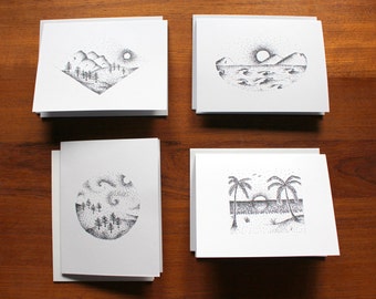 Pointillism Landscape Card Set