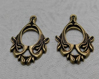 LuxeOrnaments Oxidized Brass Filigree Pendant (Qty 2) 28x15mm F-2693-1-B