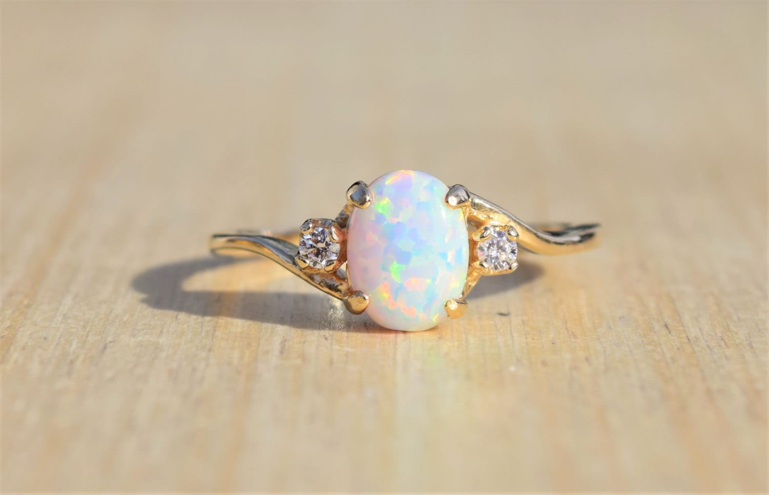 Gold Opal Ring White Opal Ring Gold Ring Opal Ring Promise