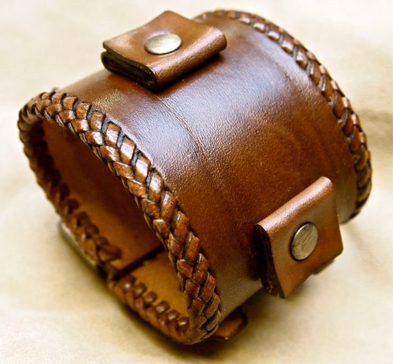 Leather bracelet Brown wristband cuff Vintage Johnny Depp style watchband cuff Best quality Made for YOU in USA by Freddie Matara