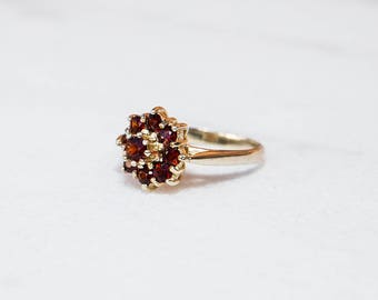 Antique Bohemian Garnet Ring Victorian Style Heirloom Gold Over 835 Silver