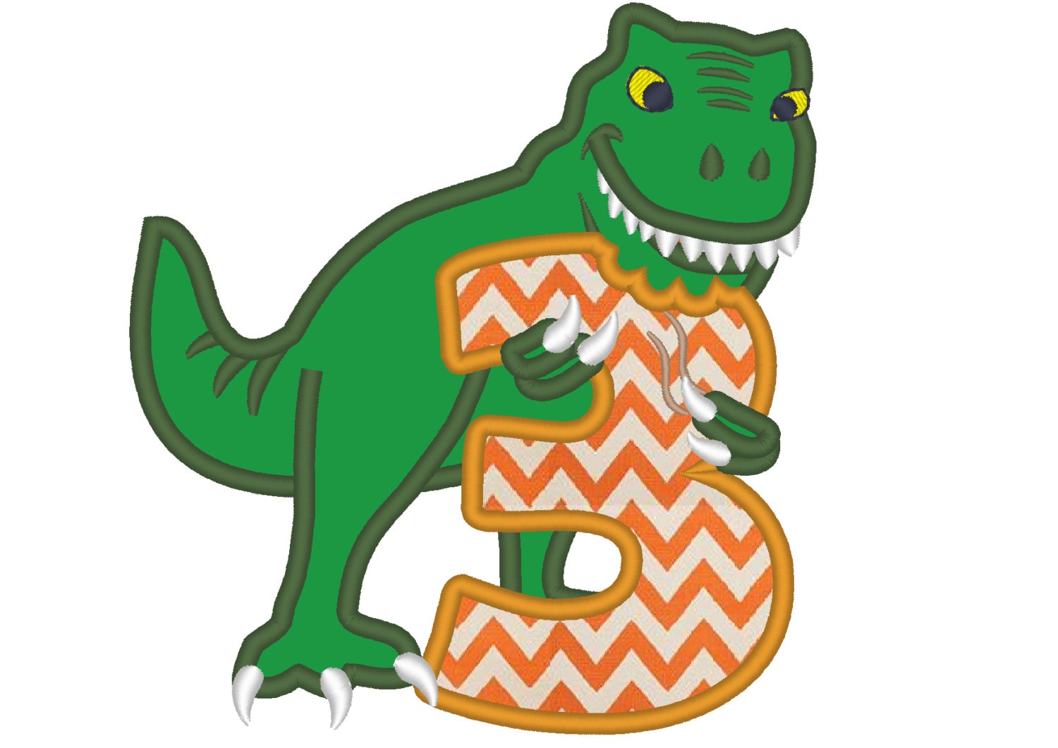 Download T-rex dinosaur Birthday number three 3 machine embroidery