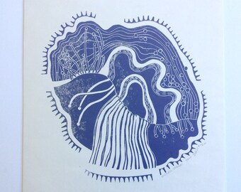 linocut - DRIFTLESS DREAM // 12x12 art print // printmaking // block print // purple // nature art // original art // 10x10 // hand-printed