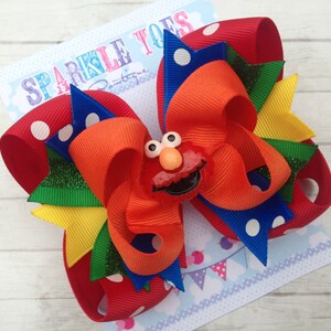ELMO HAIR BOW Elmo Birthday Elmo costume Sesame Street Toddler, Infant, Big girls Bow Over the top bow