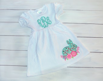 Easter Dress - Toddler Easter Outfit - Floral Easter Outfit - Easter Bunny Dress - Custom Easter Outfit - Girls Easter Outfit -
