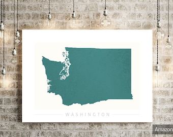 Washington Map - State Map of Washington DC - Art Print Watercolor Illustration Wall Art Home Decor Gift - COLOUR PRINTS