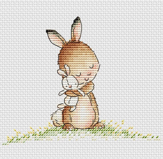 Little Bunny love Counted Cross Stitch Pattern Instant