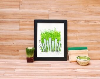 The Grass is Always Greener - Grass and Fence Screenprint