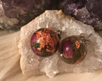 Rose orb earrings
