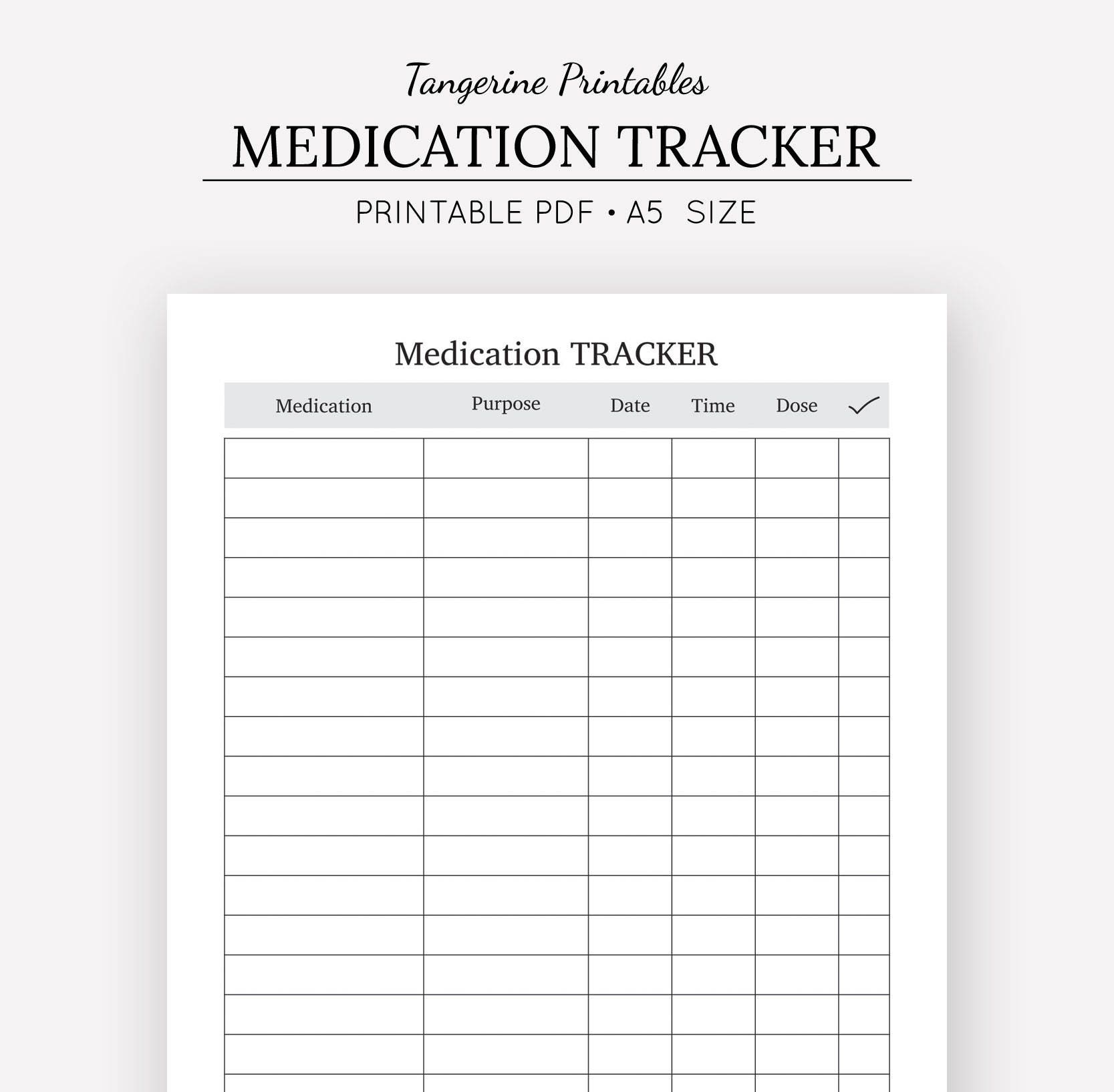 Medication Tracker Medication Chart A5 Insert A5 Planner 3513