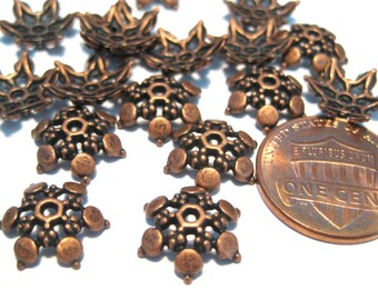 20pcs Antique Copper Flower Bead Caps 12mm