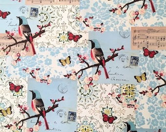 Vintage Bird & Butterfly Wrapping Paper by Cavallini to Frame, Wrap, Book Binding, Decoupage, Collage, Scrapbooking, Paper Arts PSS 3501