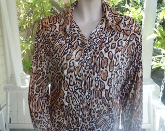 Bust: 42 - 44" ** Killer Slinky Nylon Animal Print Blouse