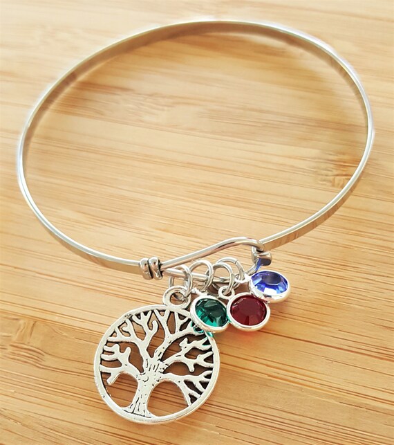 Mom Bracelet with Birthstones Grandma Bracelet with Birthstones Birthstone Bracelet Mom Gift Grandma Gift Tree of Life Bracelet
