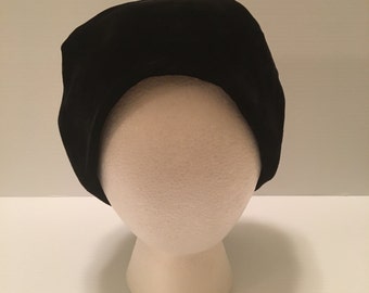 Vintage Black Velvet Winter Hat Mid-Century