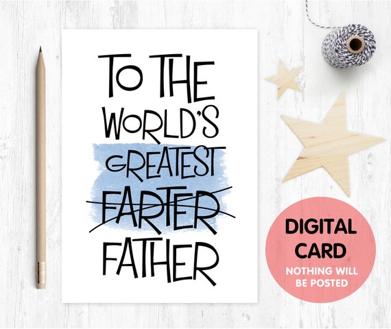 funny father's day card printable world's greatest farter fart father's day card funny dad birthday card digital download rude dad card