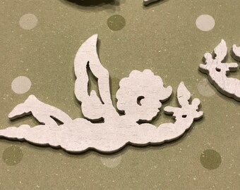 5 white painted wood Angel cut outs decor embellishment, 26 x 40 mm (BRW)