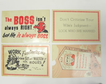 1950's Humor Giant Postcards from Old General Store. Lot of 4.