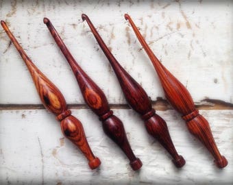 Wooden Crochet Hook / Hand-turned Cocobolo Crochet Hook