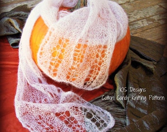 Cotton Candy Lacy Knitted Scarf Pattern
