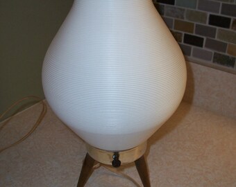 Atomic Beehive Lamp Danish Modern Teak Legged -Unusual Squat Shade Eames Era Beauty That Is Rockabilly Tiki Chic