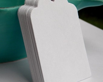 75 Paper Tags in white - gift tags - wedding favor tags - merchandise tags - sales tags