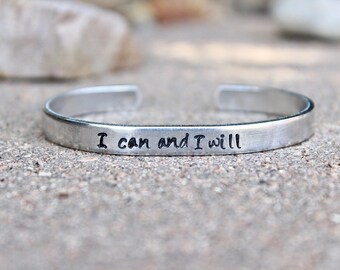 I can and I will, Inspiration Bracelet, Motivational Bangle, Inspirational Bangle, I can and I will, bracelet, Inspiration jewelry, Inspire