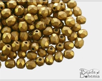 100 pcs Silky Metallic Sand Czech Fire Polish Round Beads 4 mm (8361)