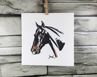 Horse art original "Head Study in Brown and Black" sketch