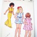 Retro 1970s Girl's A-line Dress Cropped Top Flared Pants & Bloomers Butterick 6625 Size 4 - front buttons,drawstring, elastic,armhole ruffle