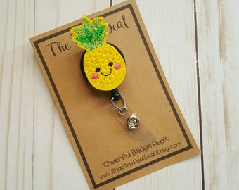 Pineapple Badge Reel, Badge Reel, Feltie Badge Reel, Nurse Badge Reel, RN Badge Reel, Interchangeable Badge Reel, ID Badge Reel