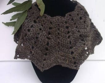 Childs Neck Warmer - Hand Crochet in Handspun Naturally Coloured Charcoal Black/Steel Grey Pure Australian Wool