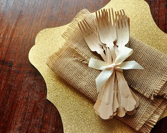 Wooden Forks for Wedding Tablesettings. Handcrafted in 2-5 Business Days. Barouque Style Wooden Cutlery. Eco Friendly Party Utensils.
