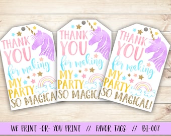 Unicorn Favor Tag, Unicorn Birthday Favor Tag, Unicorn Party Favor Tag, Magical Birthday Favor Tag, Rainbow Favor Tag, Rainbow Birthday
