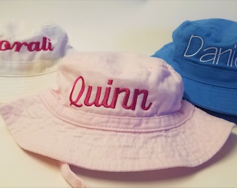 Baby Sun Hat/ Bucket Cap with Personalized Embroidery