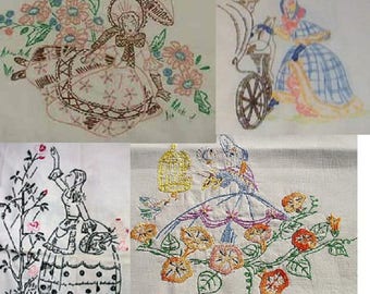 4 (four) Southern Belle / Crinoline Lady embroidery pattern SU125