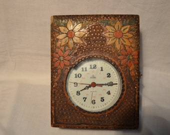 Vintage 1970's Mechanical Alarm Clock with Original Wooden Box.Brand:ARADORA - ROMANIA