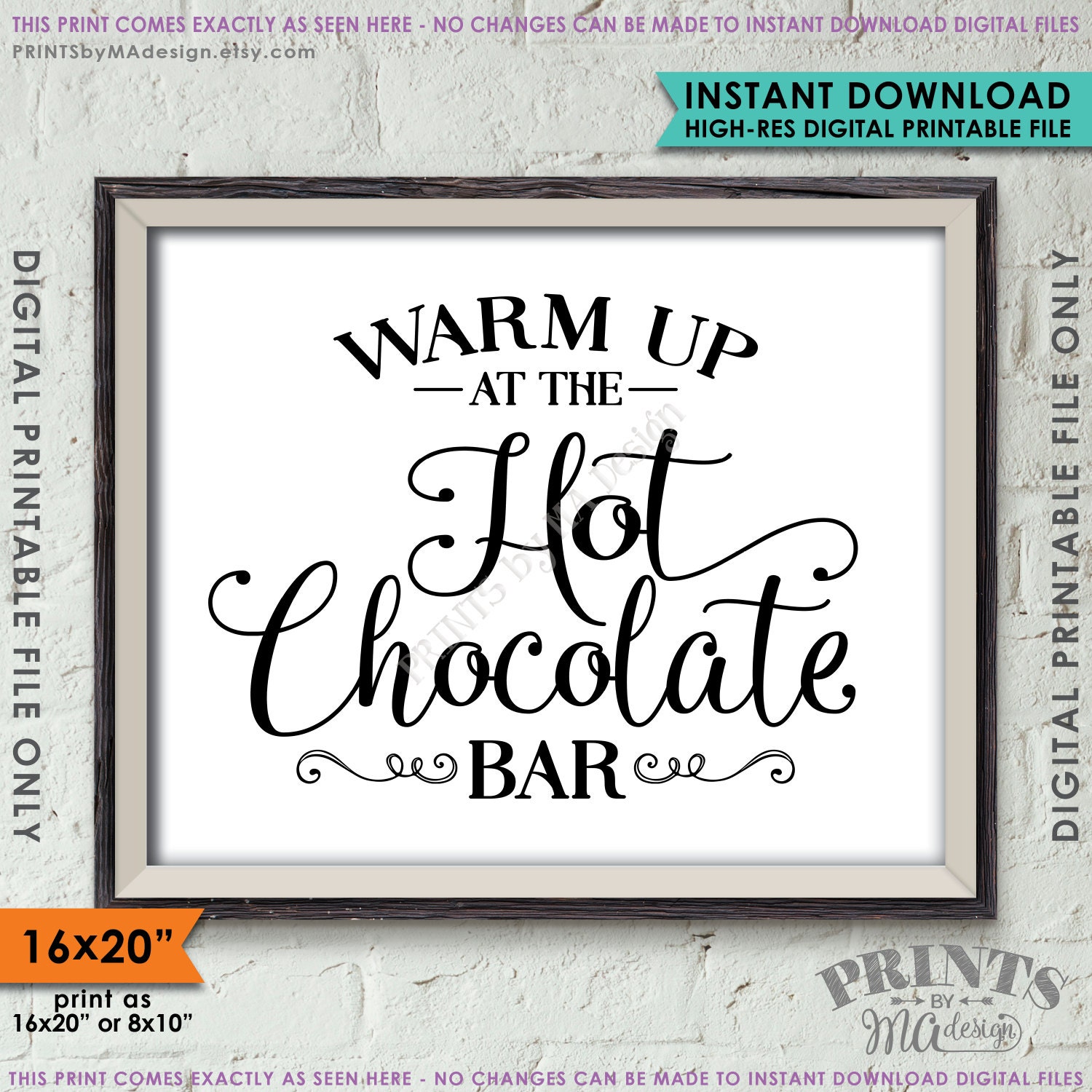 Hot Chocolate Bar Sign, Warm Up at the Hot Chocolate Bar, Holiday Party