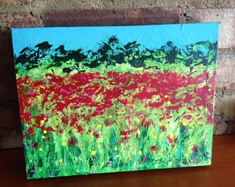 Summer meadow painting on canvas