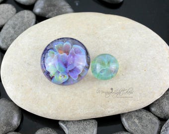Pixie Garden Duo Set - Lampwork Glass Cabochon - 17mm - Jewelry Making Supply