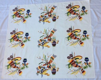 Vintage Wilendur fiesta tablecloth w/label 50" x 54"