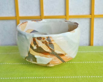 White and brown chawan, teabowl for the Japanese tea ceremony