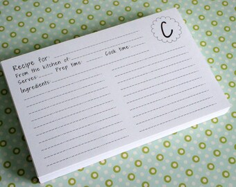 Recipe Cards- Set of 50- Super Cute-Monogramed to Your Letter Choice New Design!