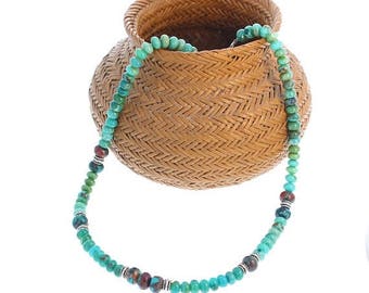 Gem Silica Chrysocolla Necklace Sterling Silver 16.5"