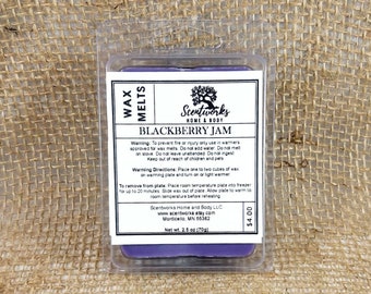 Blackberry Jam Hand Poured Wax Melts, Fruity Wax Tarts, 6 Wax Cubes, Soy Blend, For Wax Warmer, Aroma Melts, Flameless Candle, Candle Melts
