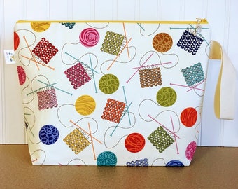 Large Knitting Bag, Knitting Project Bag Zipper, Zippered Knitting Bag, Project Bag , Crochet Project Bag, Knitting Tote Bag