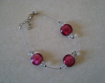 Simple bracelet pink and white transparent