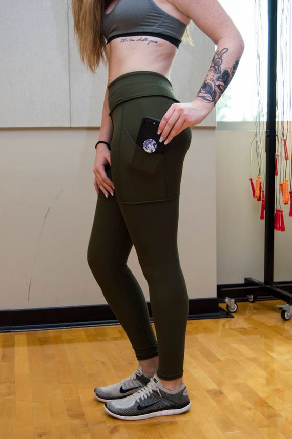 green yoga leggings