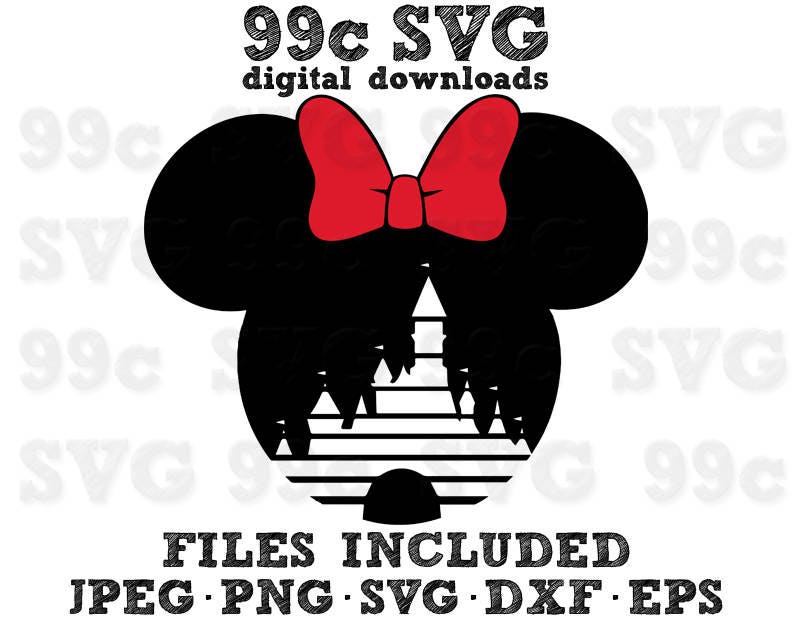 Download Disney Magic Castle in Minnie Head SVG DXF Png Vector Cut ...